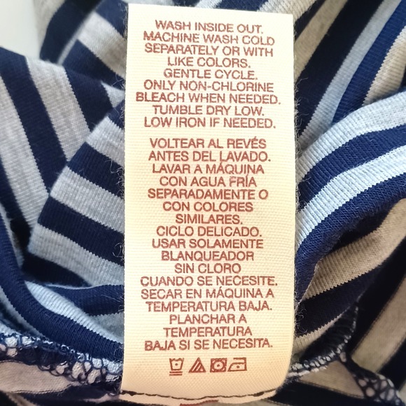 Faded Glory Maxi‎ Skirt Size M Navy Gray Striped Handkerchief Hem Beachy Boho - Picture 6 of 7